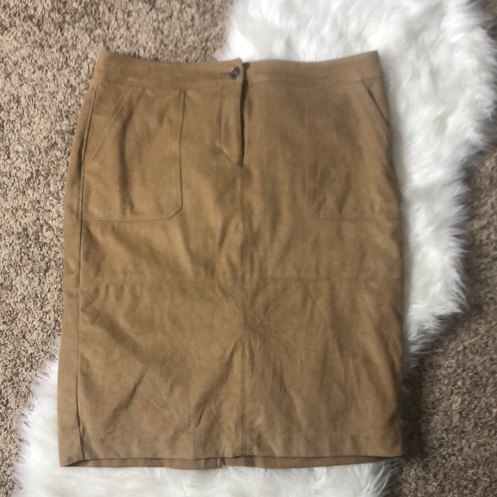 Camel colored suede skirt